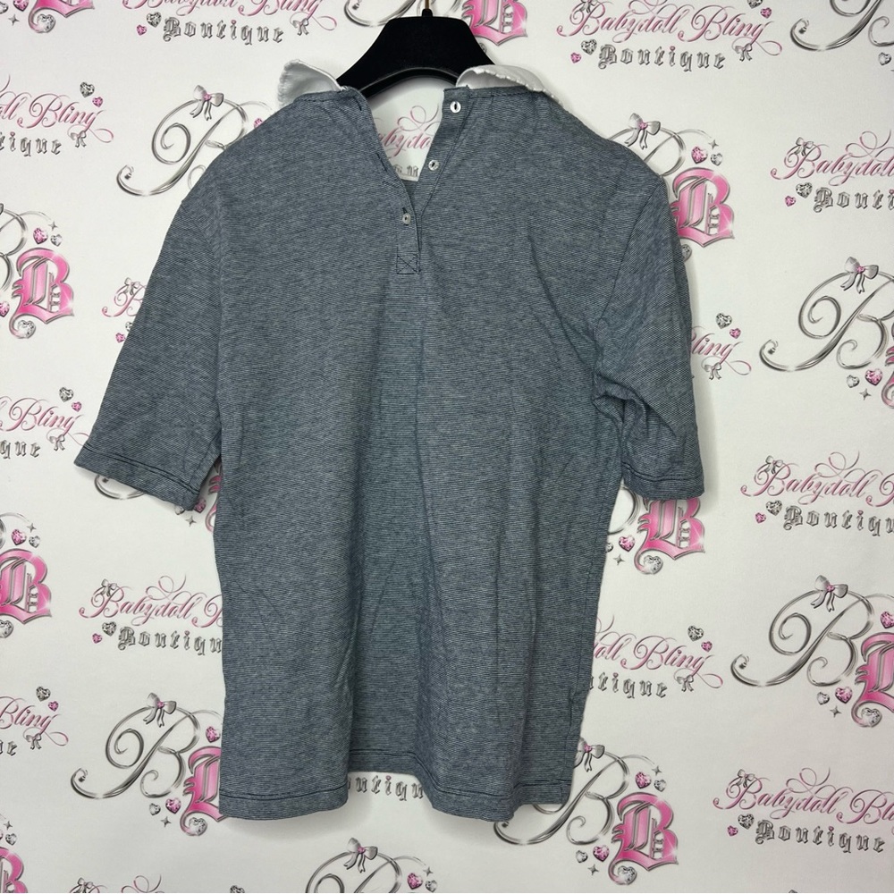 Lacoste live collared shirt striped navy white logo crocodile front milkmaid y2k - Picture 3 of 10